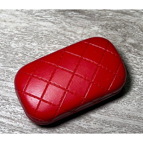 Beautiful red leather contact carrying case - Picture 1 of 2